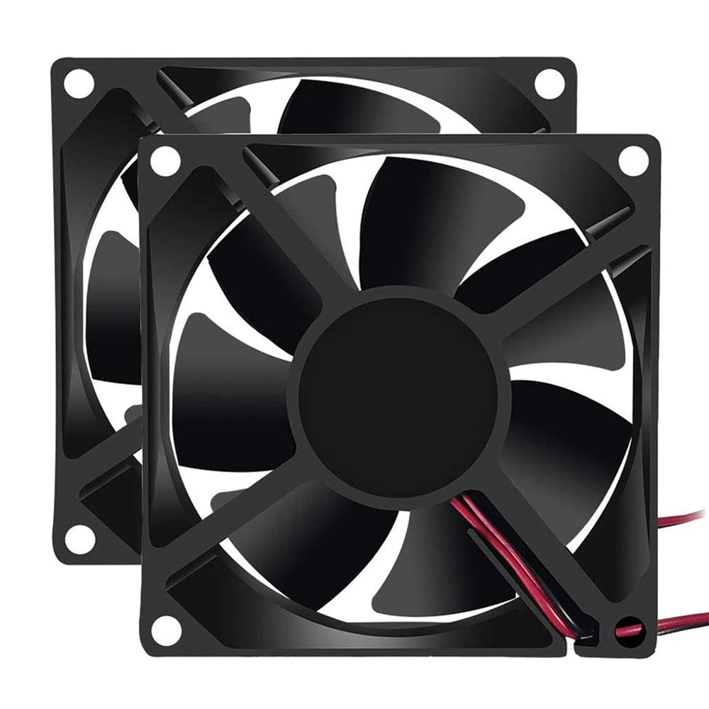 2 PCS 4500RPM 80mm x 80mm x 25mm Fan DC 12V 8025 Brushless Cooling Fan for Cooling PC Computer Case CPU Coolers Radiators 2 Pins