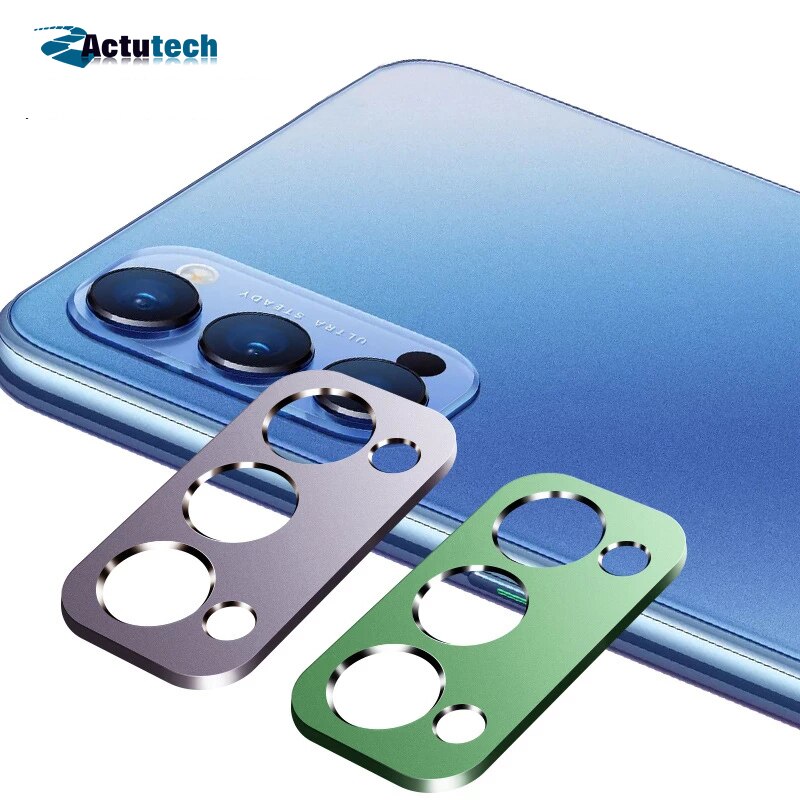 Back Camera Metal Circle Ring Cover + Soft Ultra Thin Lens Tempered Glass Film Protector Guard For OPPO Reno4 Reno 4 / Pro 5G