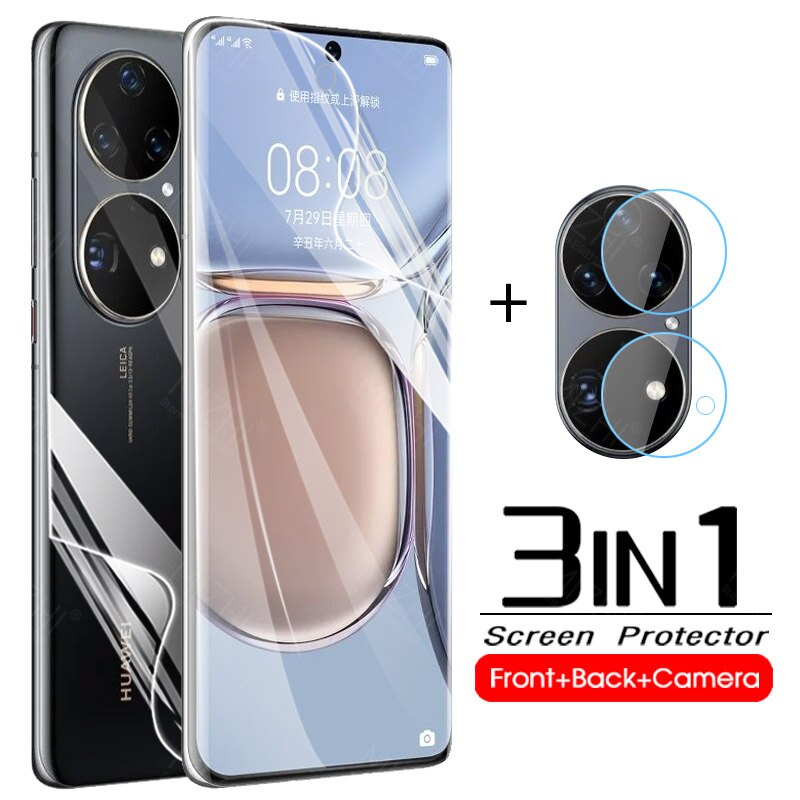3-in-1 Hydrogel Soft Film For Huawei P50 Pro P 50 50P HuaweiP50 P50Pro Back Screen Protector Camera Lens Glass