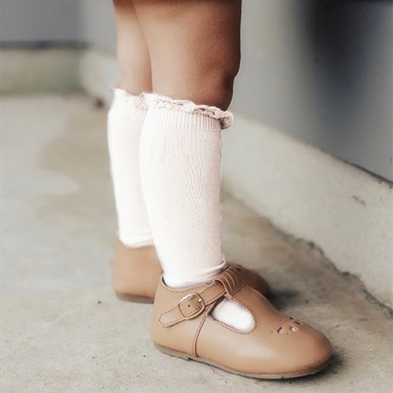 Autumn Baby Girl Socks Knee High Lace Ruffle Long Sock Kids Soft Cotton Toddlers Socks For 0-5 Years Children's Princess So