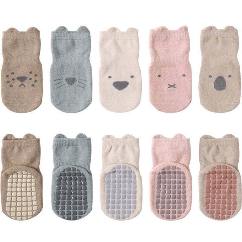 5 Pairs/lot 0-5Y 2021 New Autumn and Winter Children's Socks Newborn Soft Cotton Non-slip Floor Socks Boys and Girls Baby S