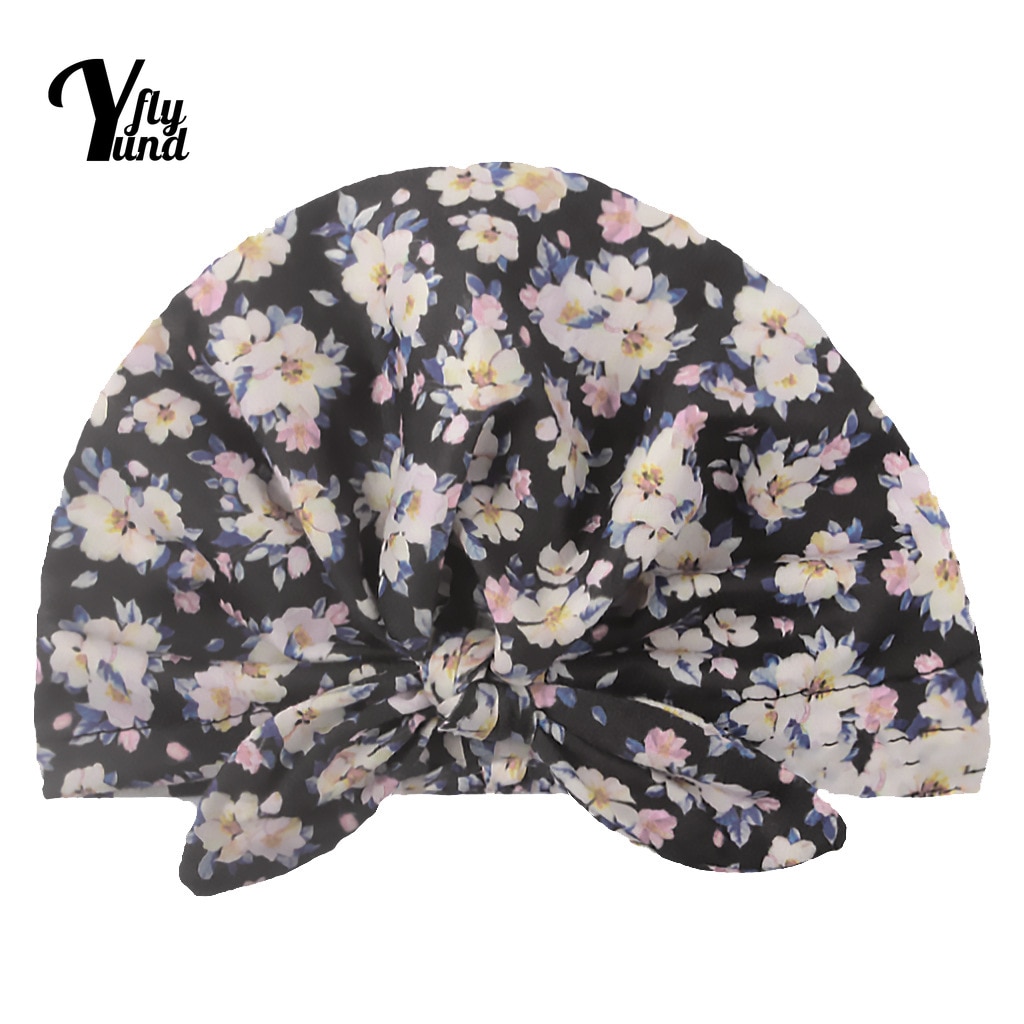Yundfly Fashion Print Bunny Ears Baby Turban Hat Cute Handmade Knotted Newborn Beanie Caps Hair Accessories Photography Props