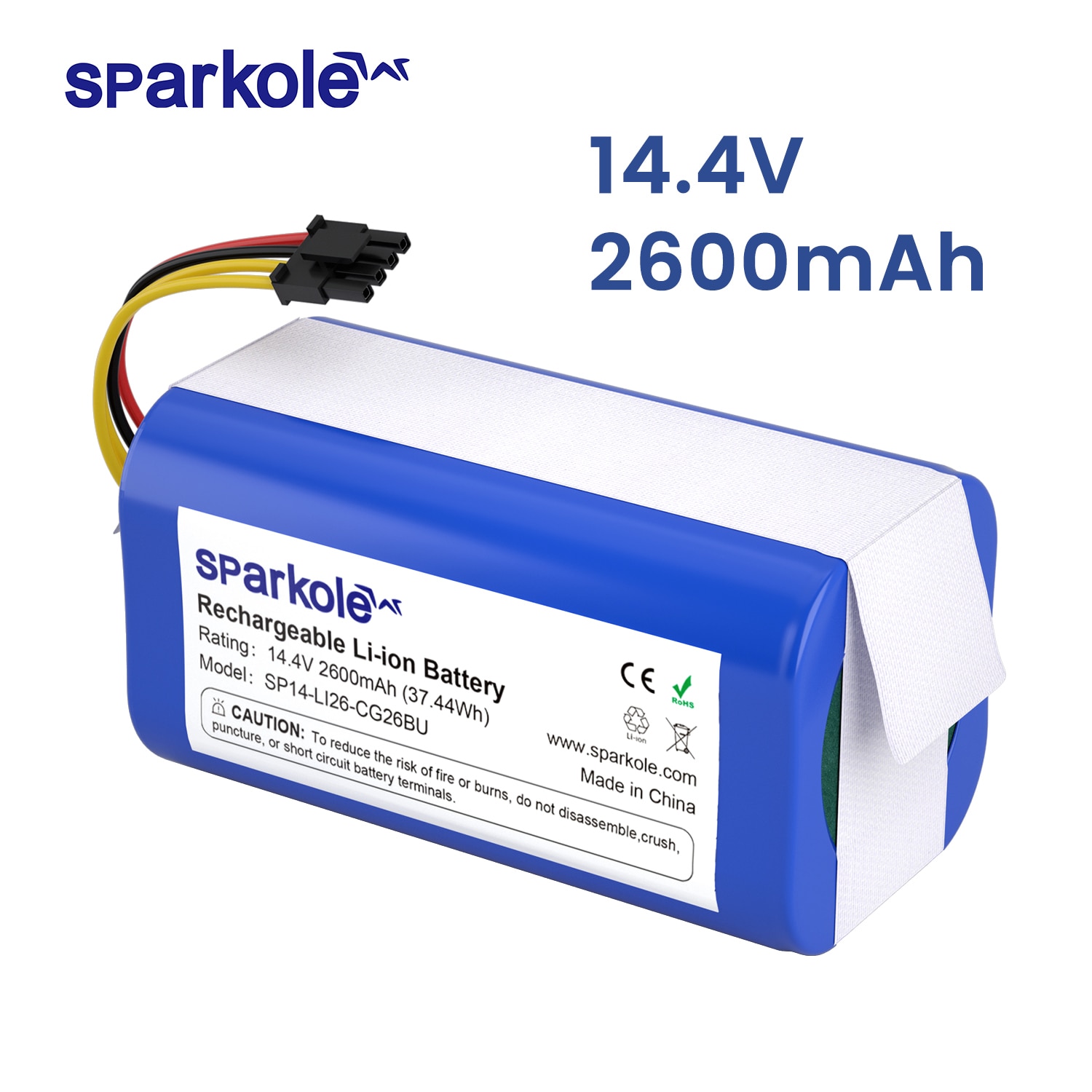 Sparkole 14.4V 2600mAh Lithium-ion Battery for Cecotec Conga 1290 1390 1490 1590 Replacement Robot Vacuum Cleaner Battery