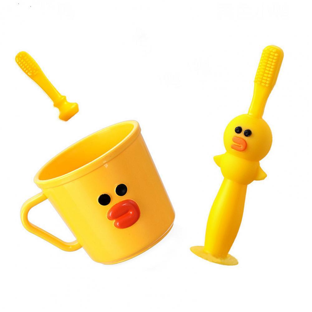 3Pcs/Set Children Toothbrushes Cartoon Design Baby Tooth Care 0-3 Year Old Baby Cup Toothbrushes Set for Dental Care