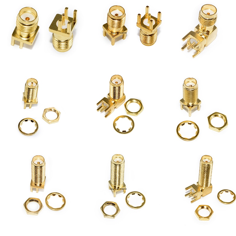 5Pcs SMA Male Female Jack Adapter Solder Edge PCB Straight Mount RF Copper Connector Plug Socket