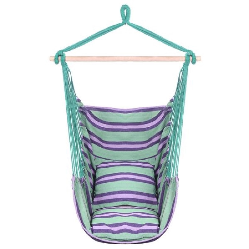 Hanging Rope Hammock Chair Porch Swing Seat W/ 2 Seat Cushions, Cotton Rope Porch Chair For Indoor, Outdoor, Garden(US Only)