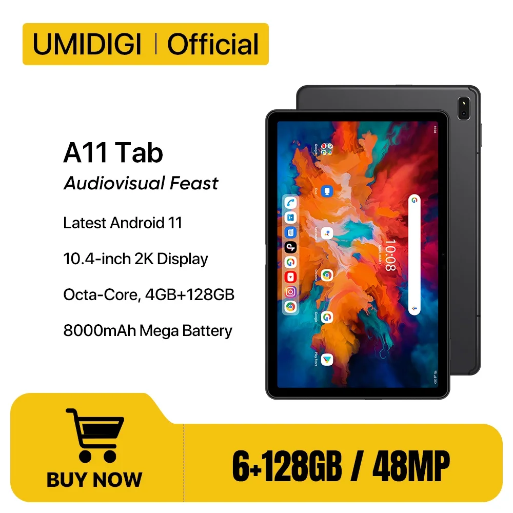 UMIDIGI A11 Tab Android 11 Smartphone 10.4" 2K Display Helio P22 Octa Core 4GB 128GB 8000mAh Mega Battery Tablets Android E
