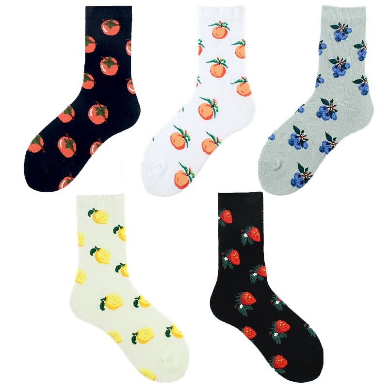 Adult Fruits Cotton Socks Juicy Lemon Tomato Blueberry Honey Peach Strawberry Lemons Tomatoes Blueberries Peaches Strawberries