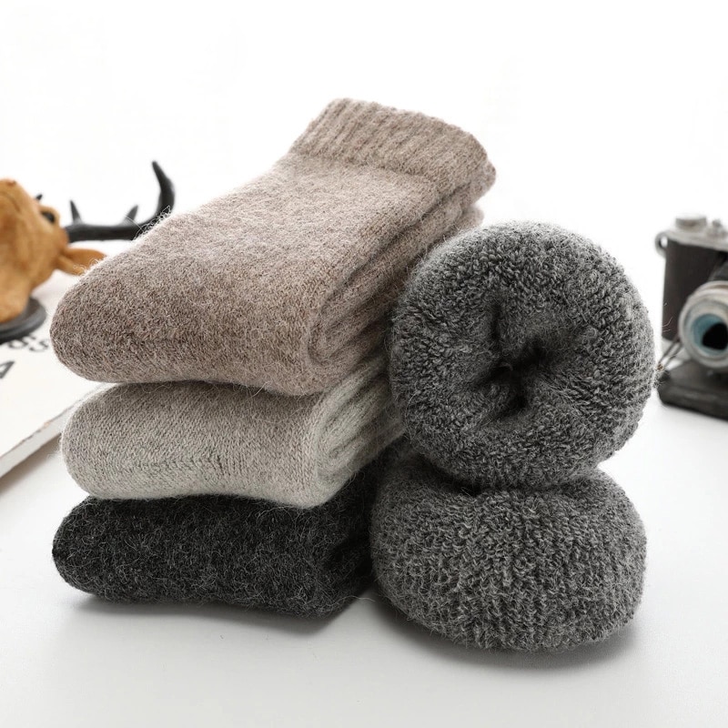 Winter Warm Merino Wool Male Men Socks Women Socks Super Thicker Solid Socks Merino Wool Rabbit Socks Calcetines Hombre