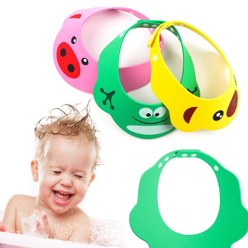 1 Pcs Baby Shower Hat Adjustable Baby Shower Hat Cartoon Toddler Kids Shampoo Cap Bathing Wash Hair Shield Bath Supplies