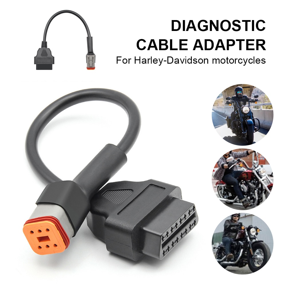 new Motorcycle 6Pin To OBD2 Adapter OBD2 Diagnostic Scanner Adapter Cable ELM327 OBD Scanner For Davidson Motorcycle Accessories