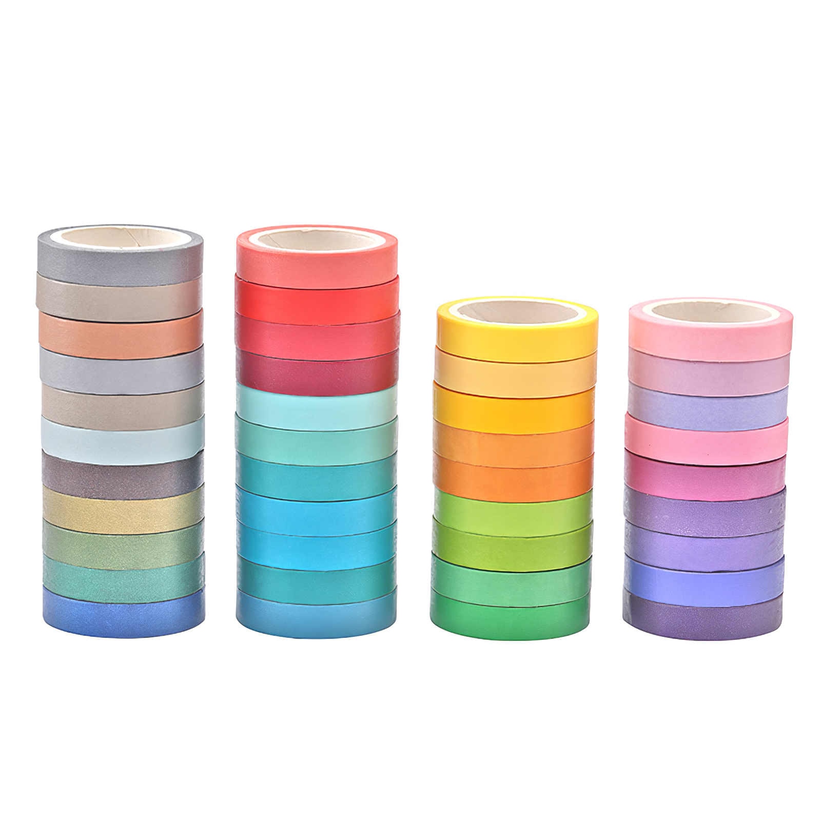 40pcs Rainbow Color Tape Roll 4m/157.2inch Washi Tape Set Colored DIY Masking Tape for Greeting Card Letter Gift Warp Decoration