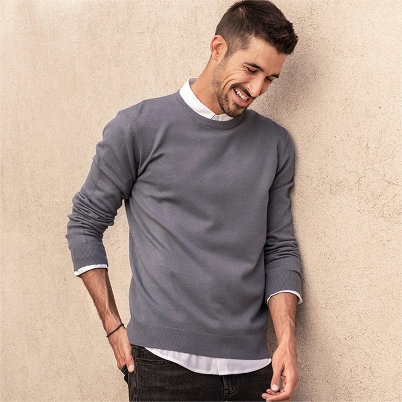 Men's 2021 Fall/Winter Pure Color Wool Pullover Stretch Couple Sweater Fashion
