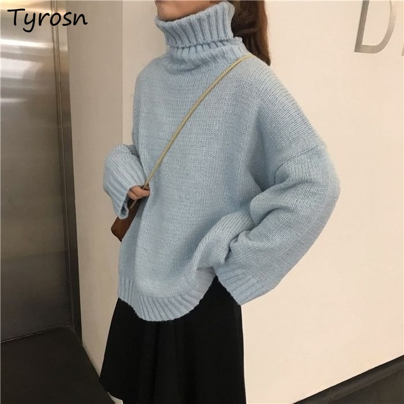 Turtleneck Sweater Women Gentle All-match Long Sleeve Sweaters Thicker Warm Temperament Soft Loose-fit Pullover Feminine Ulzzang