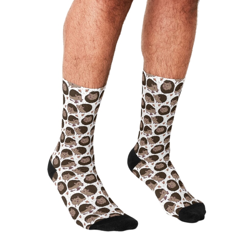 Funny Men socks Kawaii Hedgehog pattern Printed hip hop Men Happy Socks cute boys street style Crazy novelty Socks for men