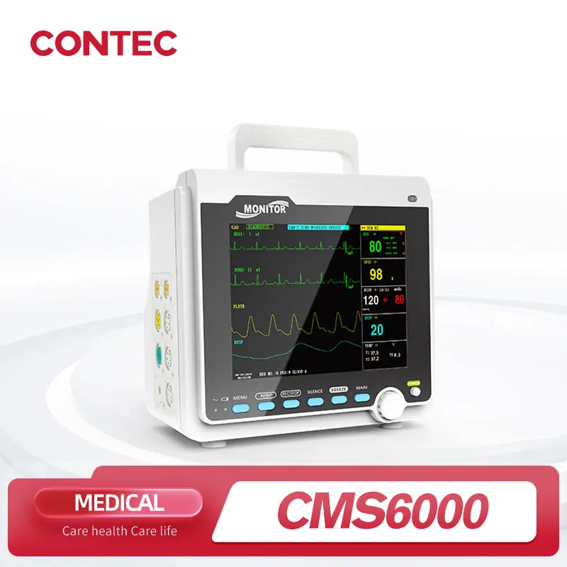 CONTEC Portable Patient Monitor Human/Veterinary 8" Vital Sign Monitor ECG NIBP RESP SPO2 PR TEMP (Printer&Etco2 Option