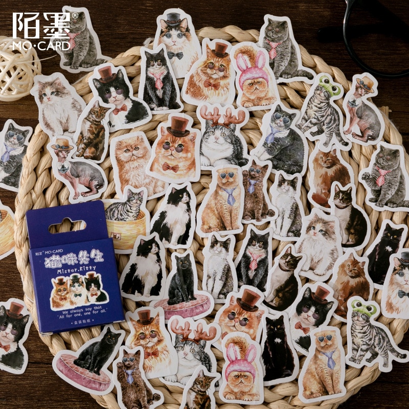 46 Pcs/pack Mr.Miao Cat Decorative Stickers For Card Making Envelope Seal Diary Scrapbooking Journal Laptop