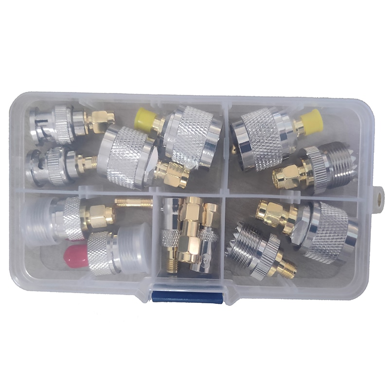JXRF Connector 14PCS RF Adapter SMA to SMA BNC UHF N type RF Coax Coupling Nut barrel Connector Converter For Antenna