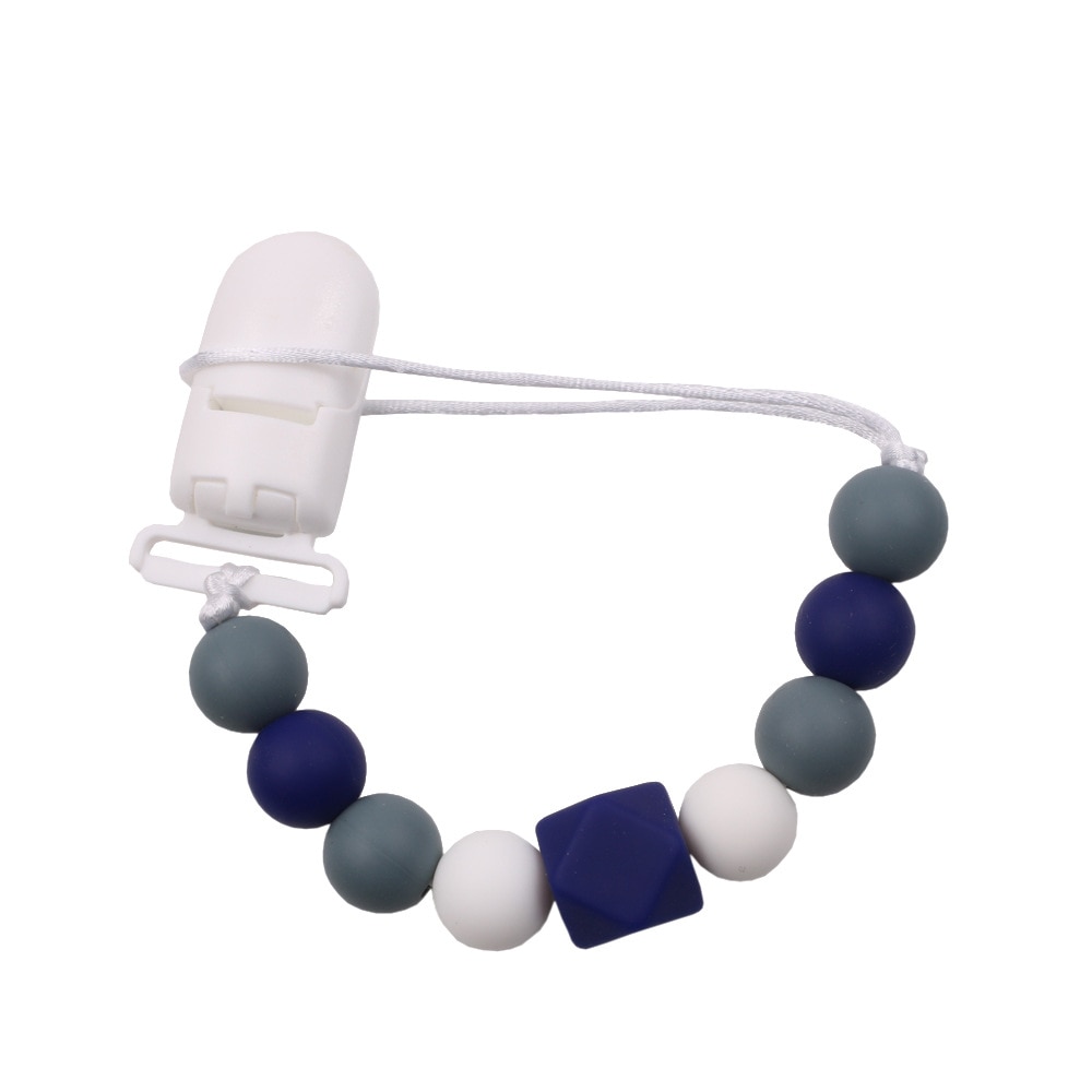 Handmade Silicone Round Beads Pacifier Clip Dummy Chain Baby Teething Pendant Leash Holder