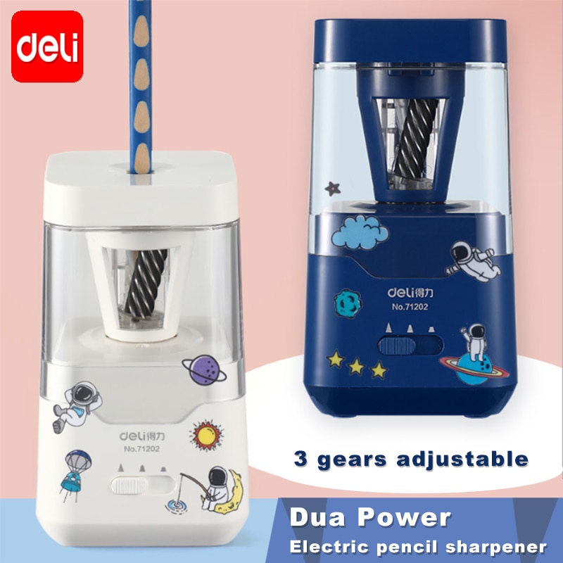 Deli Electric Pencil Sharpener Automatic Dual Power Mechanical Pencil Knife Sharpener for Kids Adults School Office Supplies