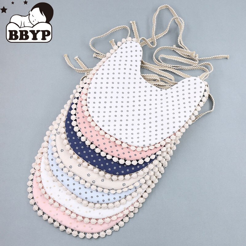 Baby Cotton Linen Cartoon Printing Dot Wave point Bib Double Sided Feeding Saliva Towel Burp Cloth for Newborn Infants