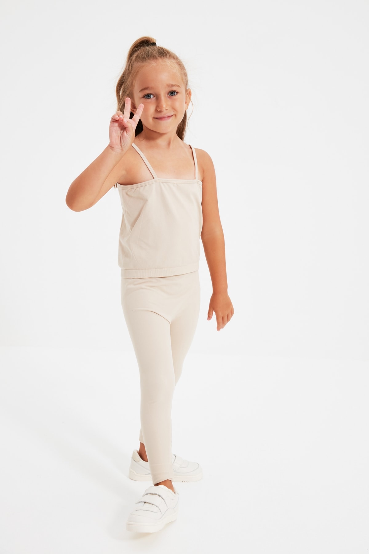 Trendyol Girl Children Knitted Sportswear Tights Undershirt Top-Bottom Suit TKDAW22AU0161
