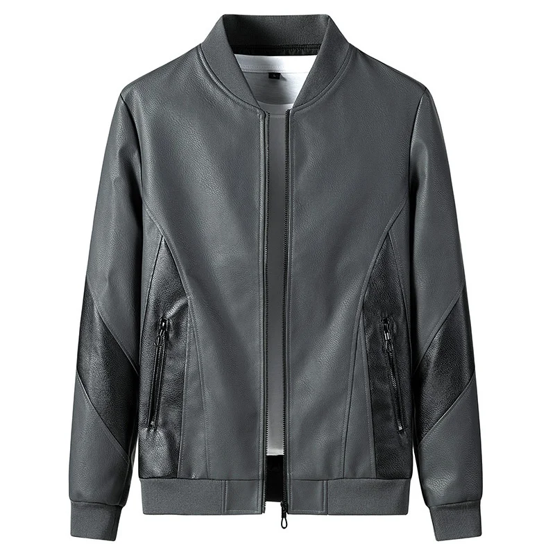 Men‘s Brand Baseball uniform Leather Jacket Winter Color matching New Casual Trend Simplicity Loose Fashion Youth Outwear Faux