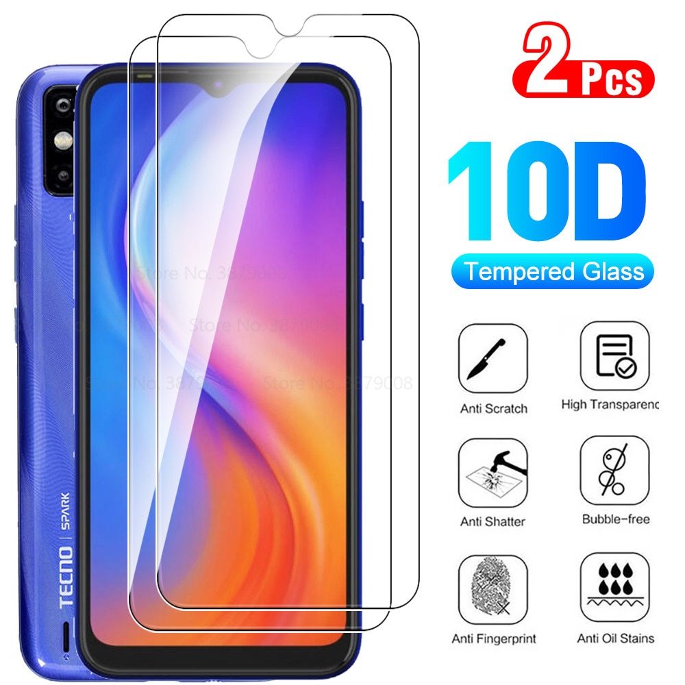 2Pcs Full Cover Protective Glass For Tecno Spark 6 Go Phone Glass Screen Protector Film For Tecno Spark6 6Go 6.52" sklo gla