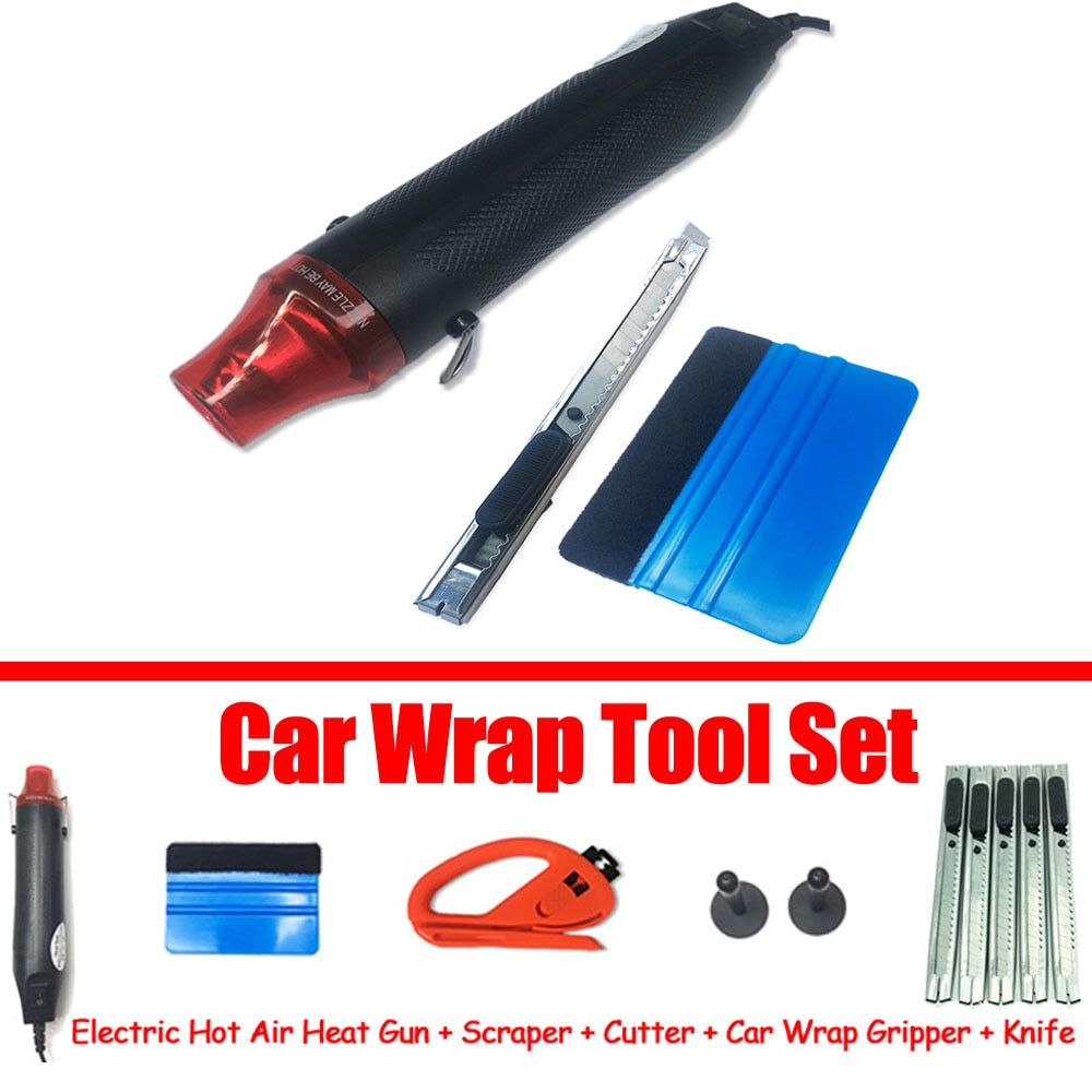 Car Wrapping Tools Kit 220V 300W Electric Hot Air Heat Gun EU Plug+Felt Scraper Squeegee+Cutter+Knife Auto Wrap Tool Car Styling