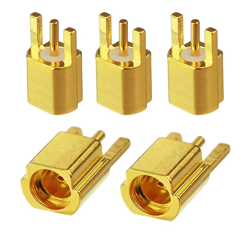 5Pcs MMCX Female Jack Connector PCB Mount With Solder Straight Goldplated 3 Pins MMCX Connector