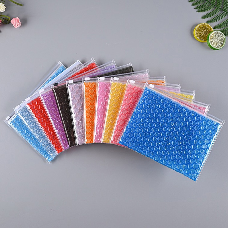 1pcs Zipper Lock Bubble Envelope Heart Shaped Bubble Mailers Postal Express Packaging Bags Plastic Ziplock Bag 21x16cm