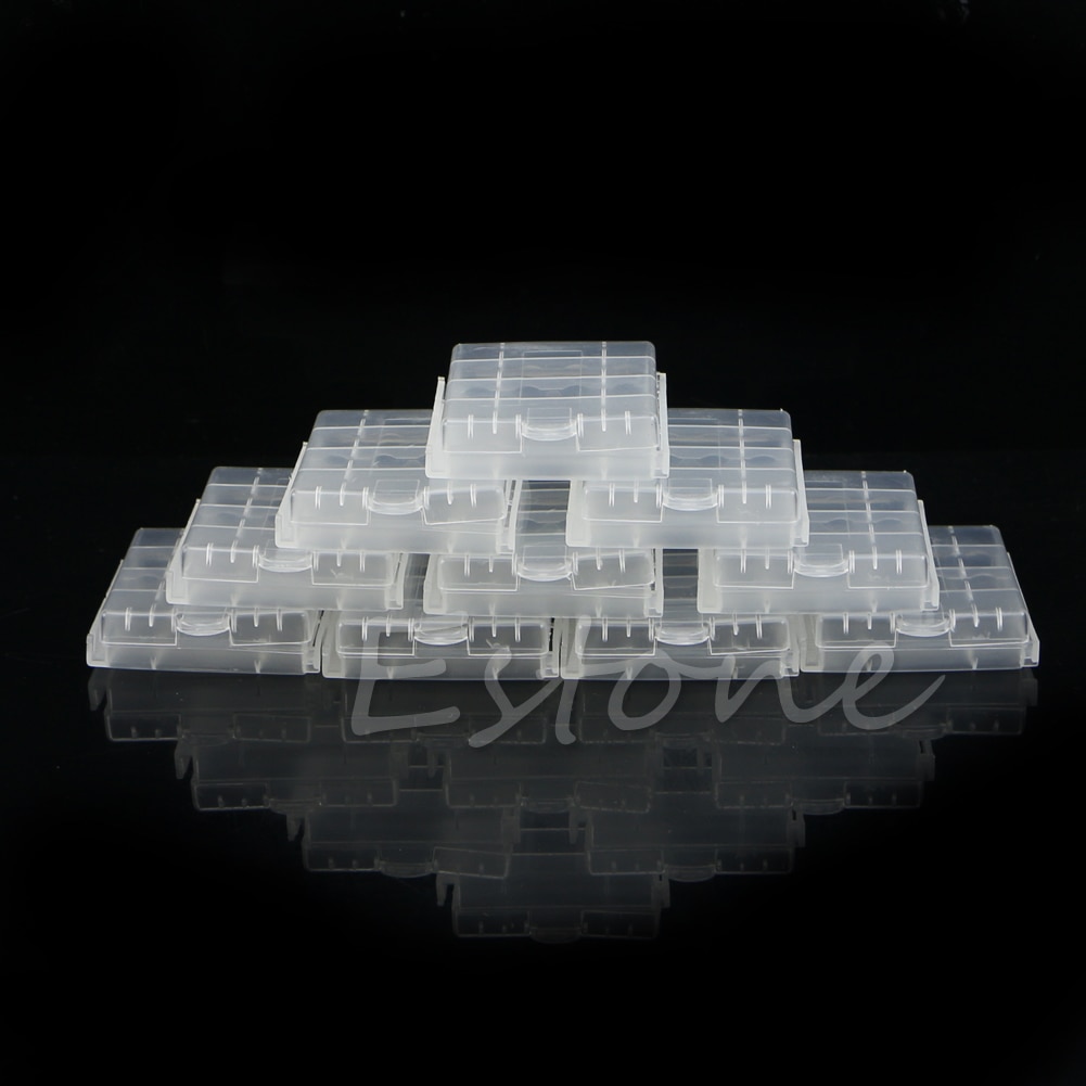 10PCS Hard Plastic Battery Case Holder Storage Box for 4X AA AAA Battery White