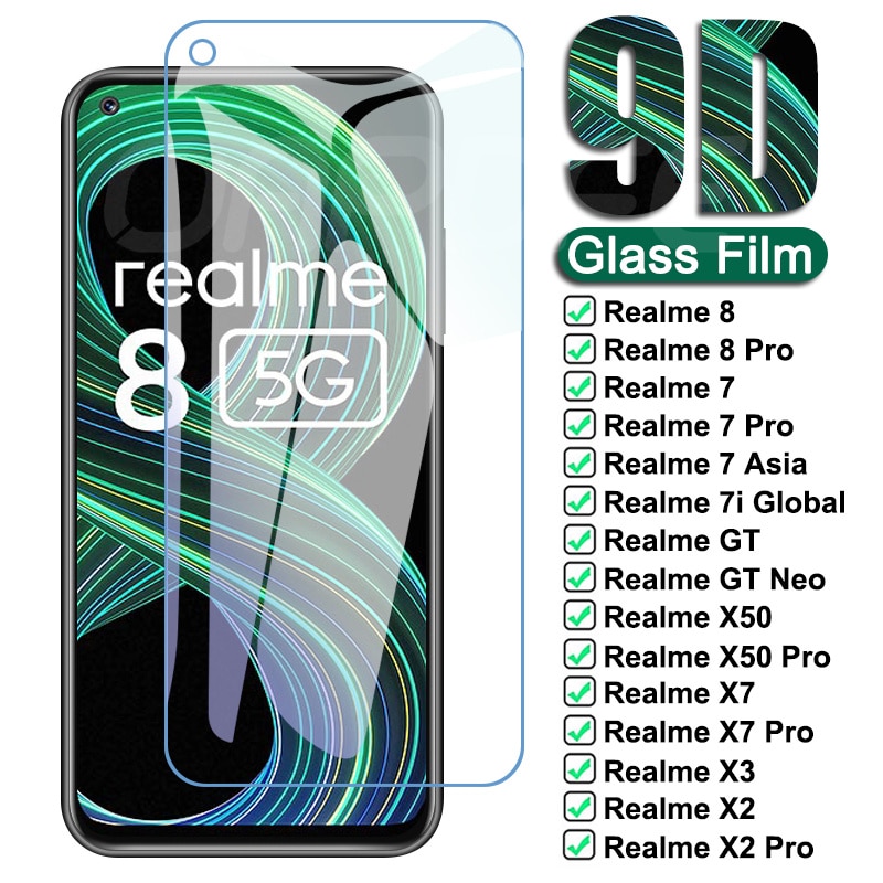 9D Protective Glass For OPPO Realme 8 7 Pro 7i X XT X3 Tempered Glass Realme GT Neo X2 X7 X50 Pro Screen Protector Film Case
