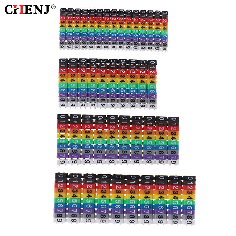 100pcs/150pcs 0-9 Arabic Numerals Cable Markers Colourful M Type Marker Number Tag Label For 2-3mm Wire