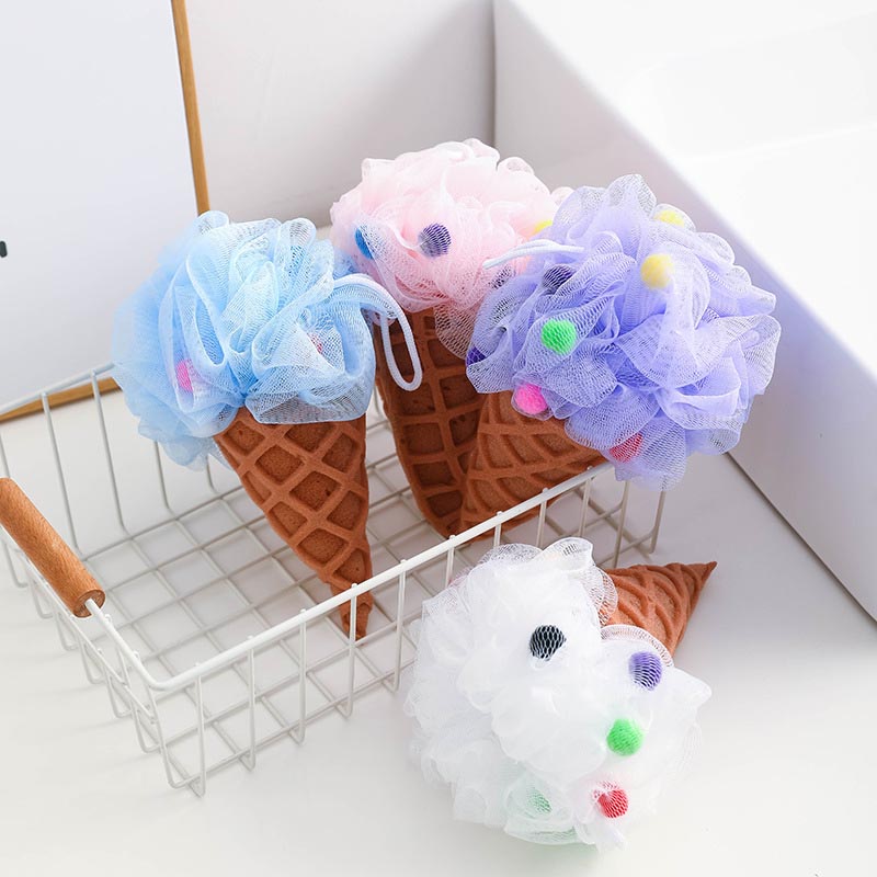 Baby Bath Cotton Ice Cream Cute Cartoon Bath Sponge Newborn Baby Cleaning Care Kids Skin Care Scrub Shower Wipe Children Gifts