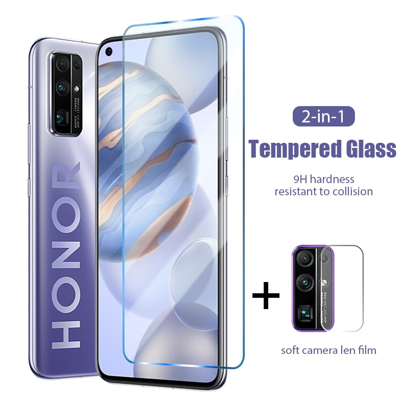 2 in 1 Screen Protector For Honor 10 20 Pro 30 20 10 9 Lite Tempered Glass Lens Film For Honor 10 20 30i 20E Protective Glass