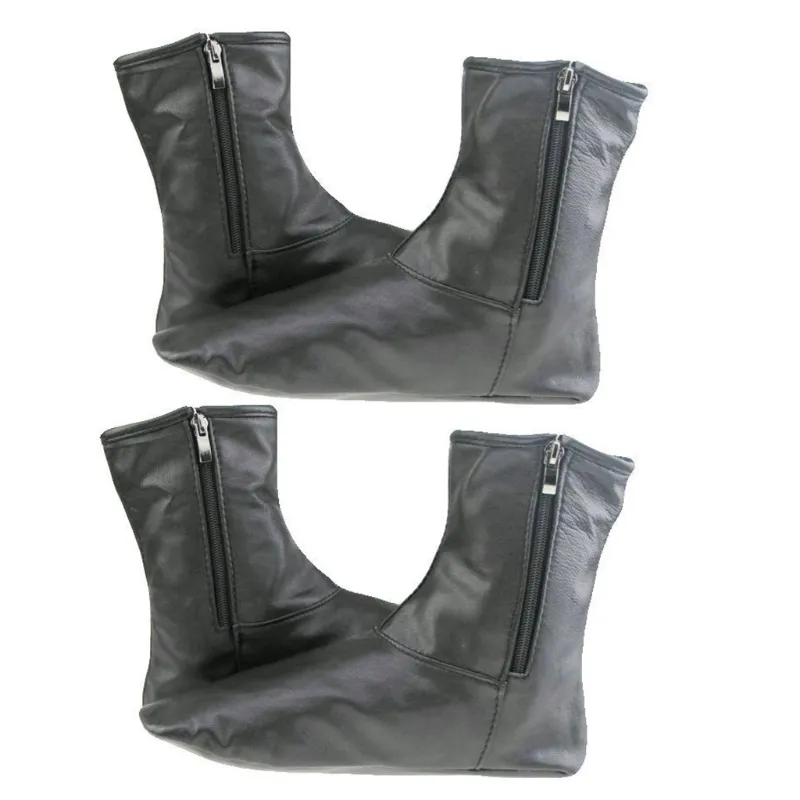 Men Women Muslim Faux Leather Zipper Socks Black Halal Sunnah Khuff Khuffain Islamic Thermal Warm Prayer Winter Slippers
