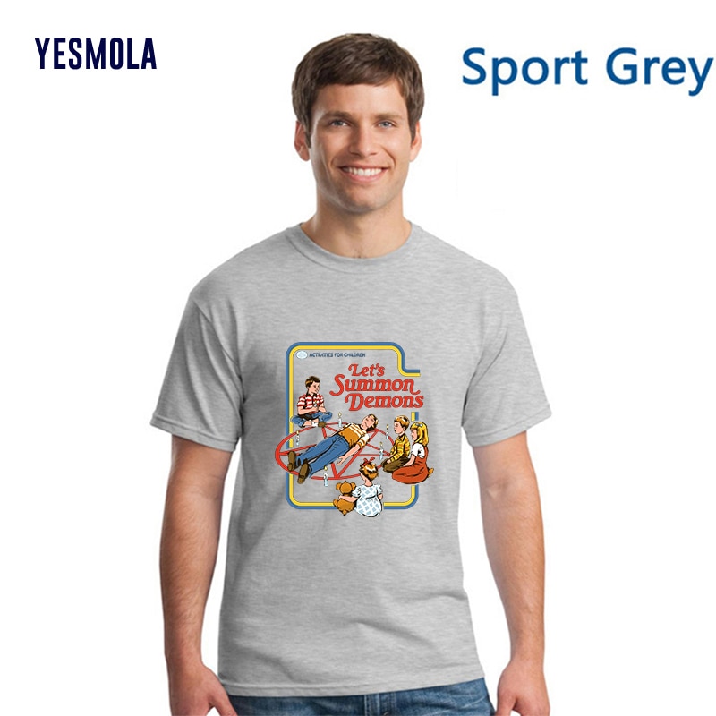YESMOLA Let's Summon Demons Aesthetics T Shirt for Men Women Summer Casual Harajuku Print Satan Short Sleeve Tops Camiseta 