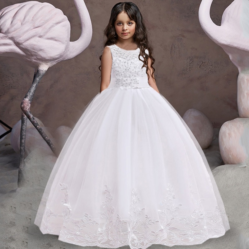 2022 Christmas Girls Long Bridesmaid Dress Elegant Kids Clothes Children Wedding Formal Party Princess Evening 10 12 Years