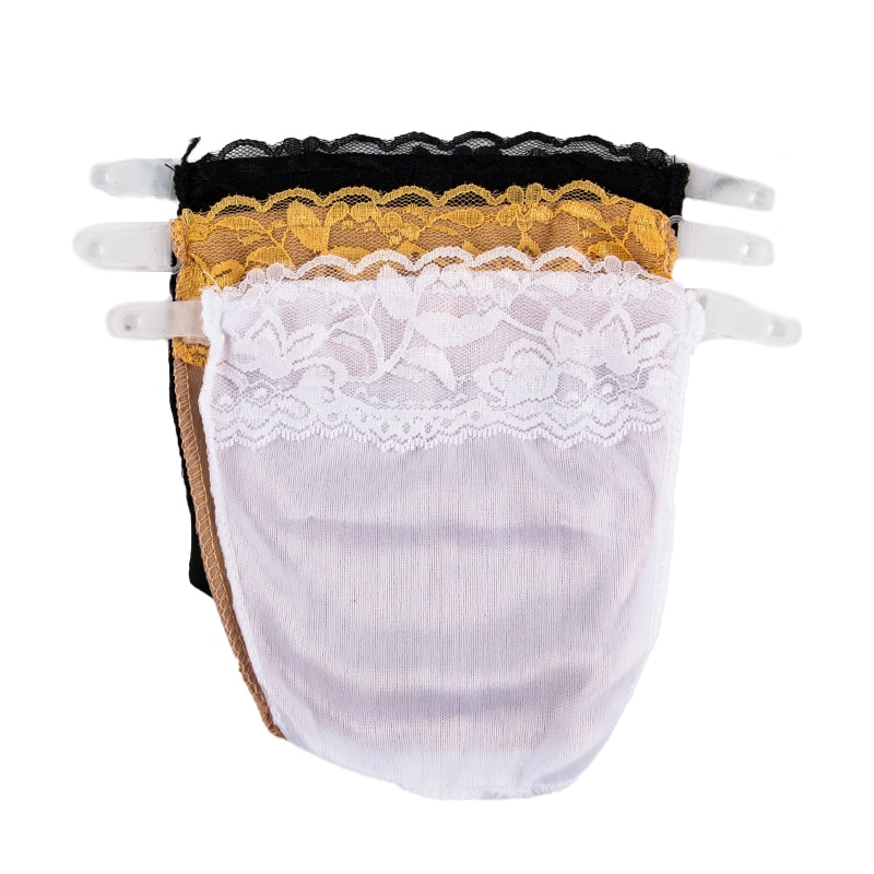 3pcs Women Quick Easy Clip-on Lace Mock Camisole Bra Insert Wrapped Lace Tube Bra With Elastic Band Chest Overlay Modesty Panel