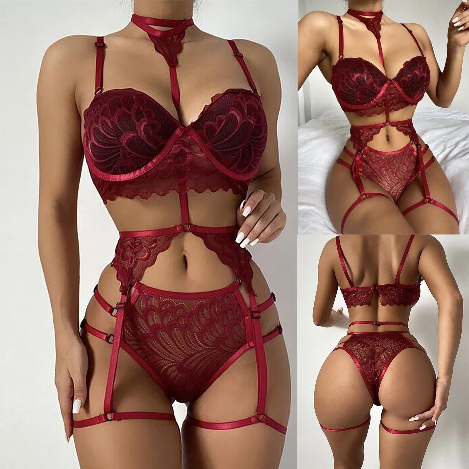 2021 Sexy Lingerie Hot Women Lace Bra Set Underwear Sexy Panty Bandage Set Lingerie Briefs Exotic Apparel lenceria para mujer
