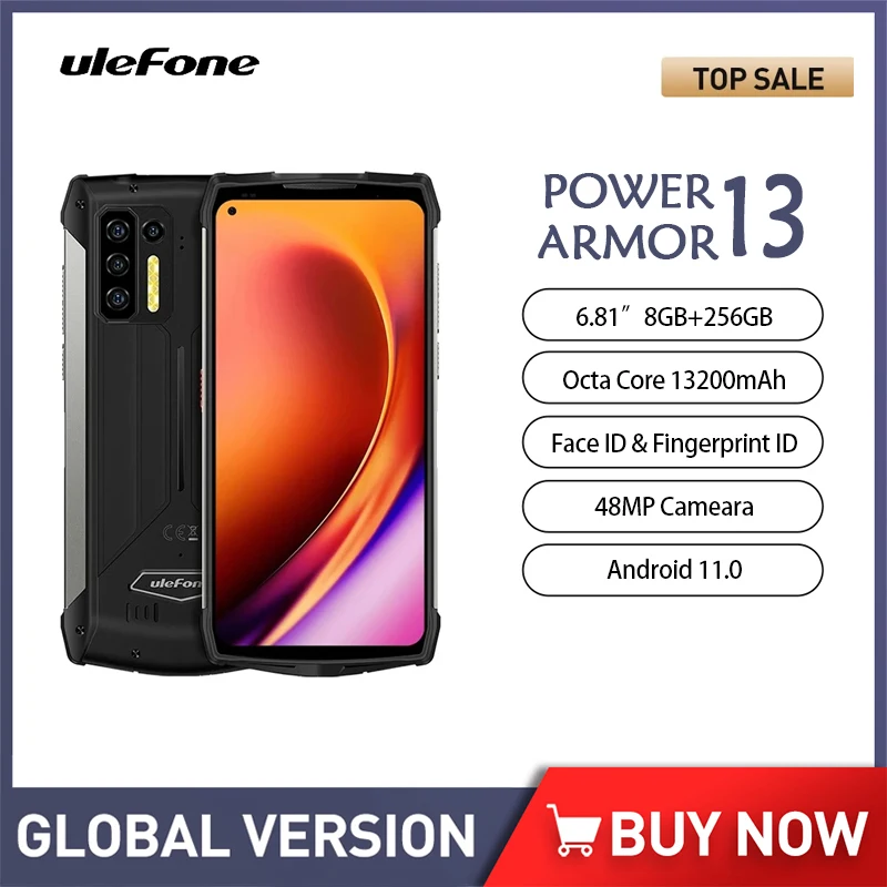 Ulefone power armor 13 13200mAh Original Rugged Smartphone Android 11 8G 256G IP68 Waterproof Cell Phone On Sale Global Version