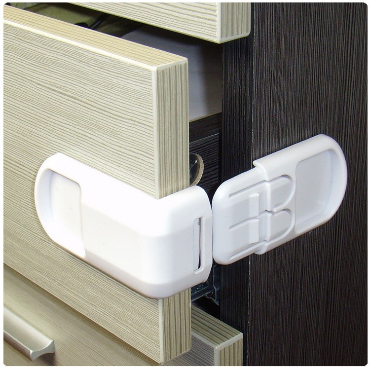 3 Color 90 Degree Child Safety Cabinet Lock BabyProof Security Protector Drawer Door Cabinet Lock Plastic Protection Kids Safety