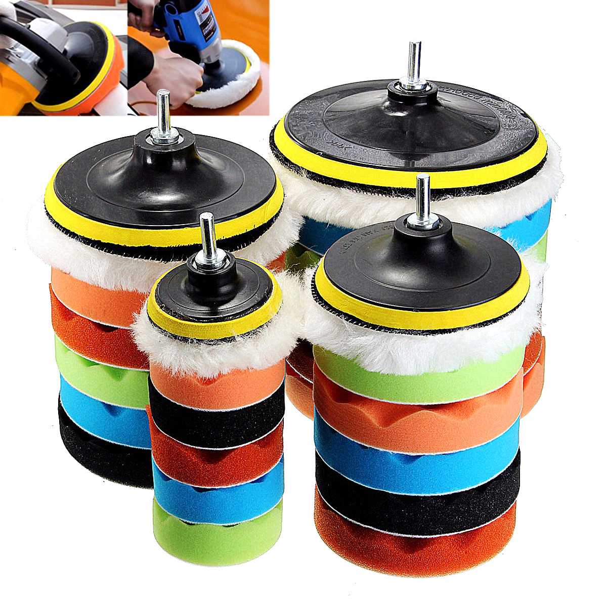 7x 3''5''6''7''Buffing Sponge Polishing Pad Hand Tool Kit For Car Polisher Compound Poli