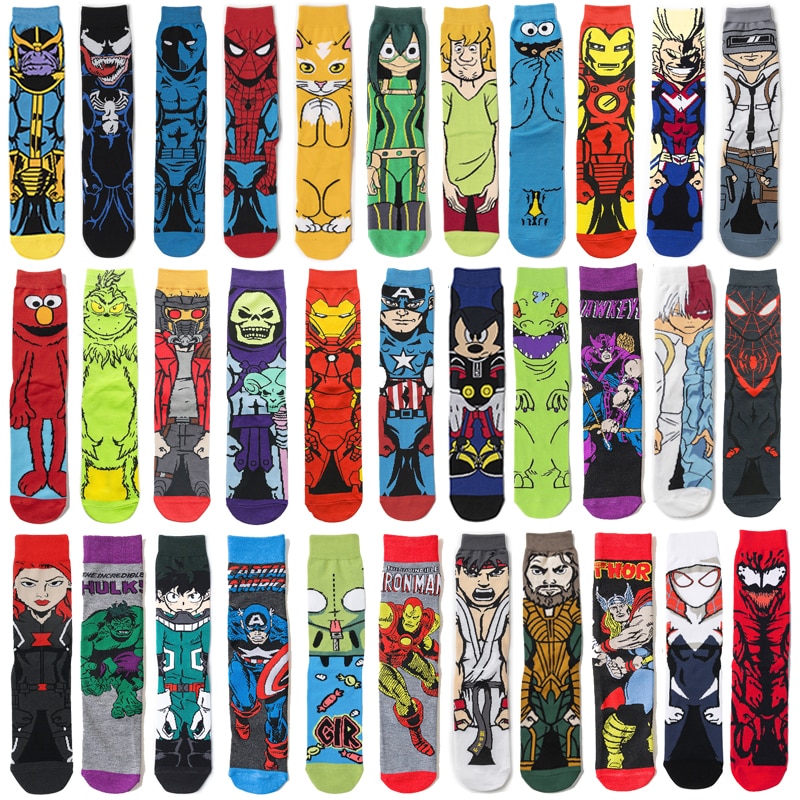 Men fashion socks anime funny socks hip hop personality anime socks cartoon fashion skarpety high quality sewing pattern sock