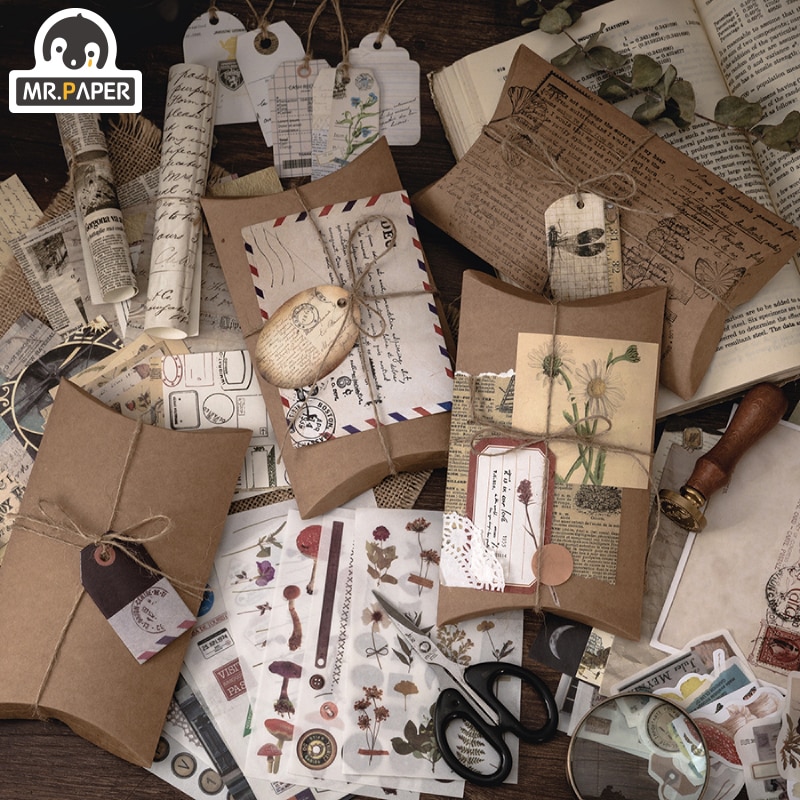Mr.Paper 6 Design Original DIY Handbook Material Pack Retro Collection Room Series Creative Stationery DIY Material Pack