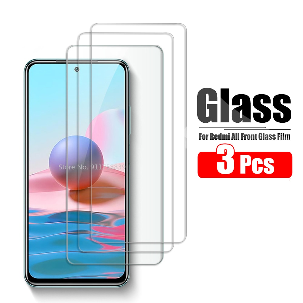 3 Pcs Protective Glass For Xiaomi Redmi Note 10 Pro Max 10Pro 10S 9S 9C NFC 9T 9A Screen Protector On Xaomi Redmi 10X Not 9 Film