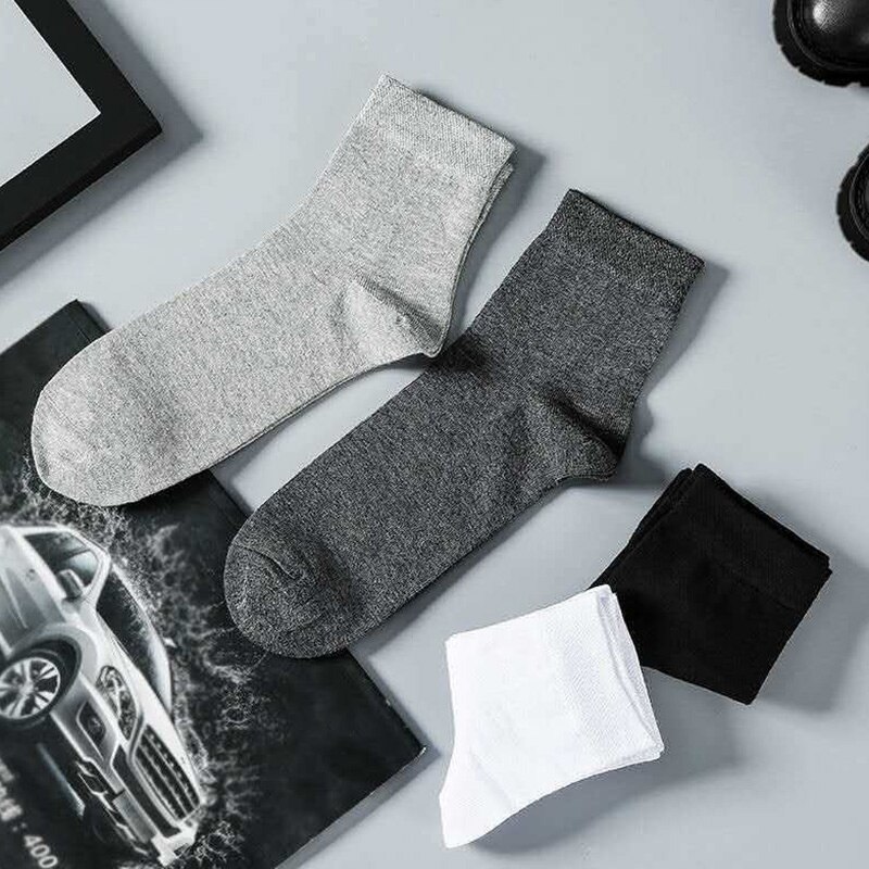 LKWDer 5 Pairs Brand Mens Cotton Socks High Quality Black Business Soft Breathable Spring Autumn Male Long Socks New Style Meias