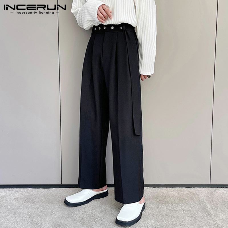 Men's Stylish Trousers All-match Simple Fall Straight Pantalones Streamer Design Casual Streetwear Pantalones S-5XL 2021 IN