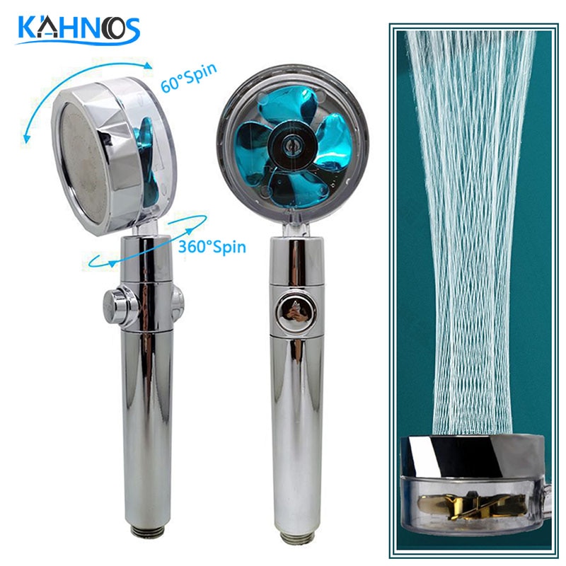 Water Saving Flow 360 Degrees Rotating With Small Fan Abs Rain High Pressure Spray Nozzle Bathroom Accessories Turbo